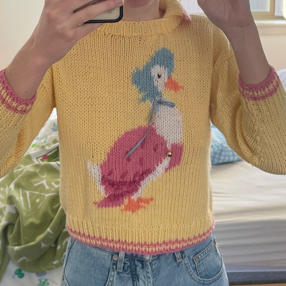 Vintage mother goose hand knit sweater